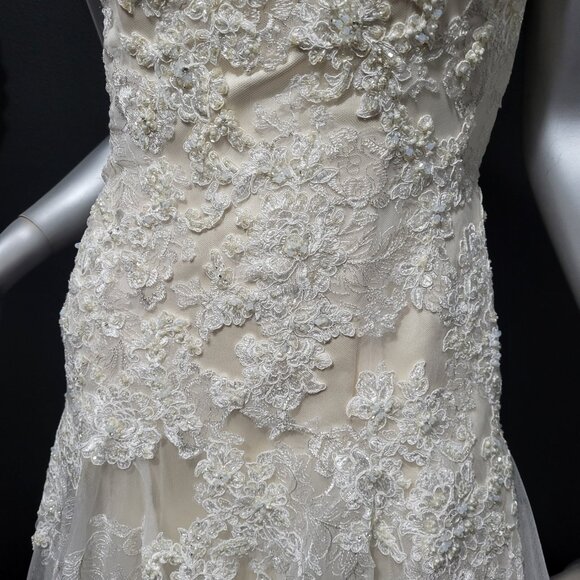 NWT~$1350~CASABLANCA~6/8~IVORY LACE EMBELLISHED STRAPLESS WEDDING DRESS GOWN - Picture 11 of 16